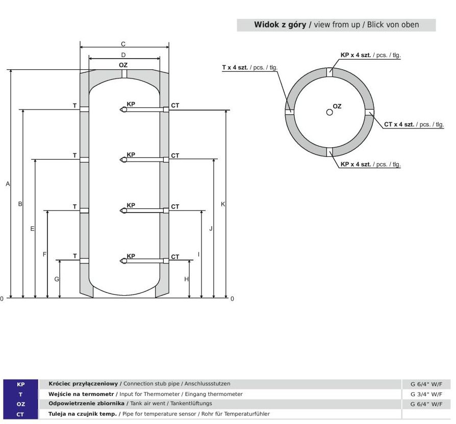 Zbiornik buforowy ERMET schemat konstrukcyjny